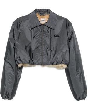 Miu Miu Cropped Blouson Jacket - Grey