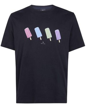 Paul Smith Printed Cotton T-Shirt - Blue