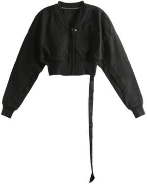 Rick Owens Cotton Cropped Bomber Jacket - Black