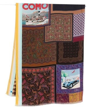 Pierre Louis Mascia Lago Di Como Silk Printed Scarf - Brown