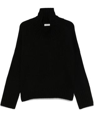 Soft Goat Girlfriend Cashmere Turtle-Neck Sweater - Black