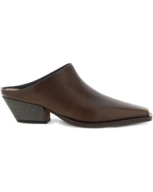 Brunello Cucinelli Leather Sabot - Brown