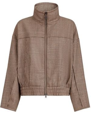 Brunello Cucinelli Check Mock Collar Jacket - Brown