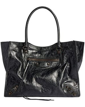Balenciaga Le City Small Leather Tote Bag - Black