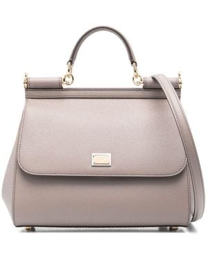 Dolce & Gabbana Sicily Large Leather Handbag - Grey