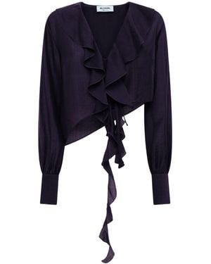 Blugirl Blumarine Cropped Blouse With Ruffles - Blue