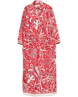 F.R.S For Restless Sleepers Printed Silk Long Shirtdress - Red