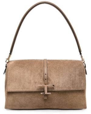 Tod's T Timeless Leather Shoulder Bag - Brown
