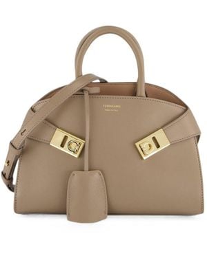 Ferragamo Hug Mini Leather Handbag - Natural