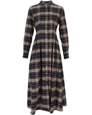 MC2 Saint Barth Long-Sleeved Checked Shirt Dress By - Black