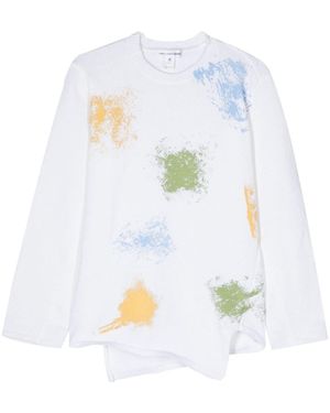 Comme des Garçons Printed Asymmetric Blouse - White
