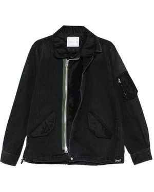 Sacai Denim And Nylon Jacket - Black