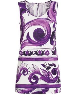 Dolce & Gabbana Maiolica Print Tank Top - Purple