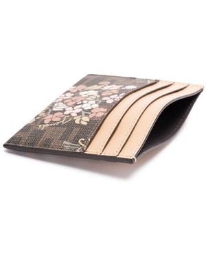 Fendi Flower Bouquet Ff Fabric Card Holder Accessories - Brown