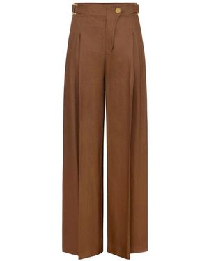 Elisabetta Franchi Linen Blend Trousers - Brown