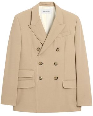 Ami Paris Double-Breasted Wool Jacket - Natural