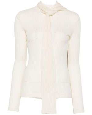 TOTEME Ribbed Bow Blouse - White