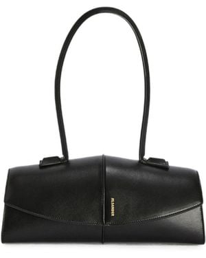 Jil Sander Linea Leather Shoulder Bag - Black