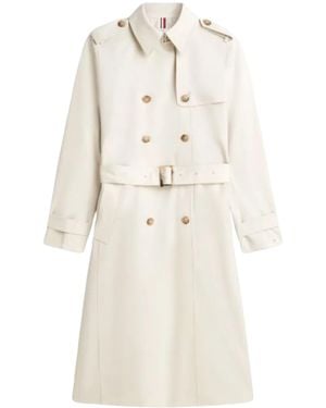 Tommy Hilfiger Tone Button Slim Trench Coat - Natural