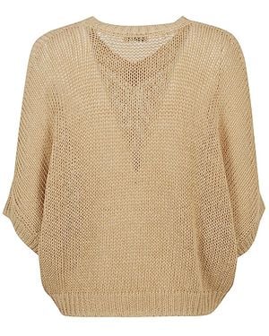 Base London Linen And Cotton Blend Poncho - Natural