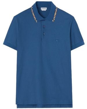Burberry Logo Cotton Polo Shirt - Blue