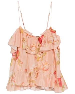 Zimmermann Roselight Silk Top - Pink