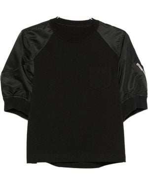 Sacai Cotton And Nylon T-Shirt - Black
