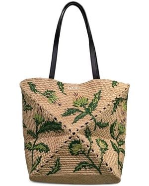 Loewe Puzzle Fold Medium Rafia Tote - Metallic
