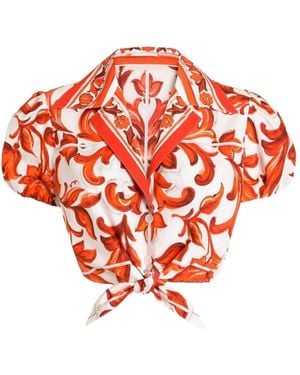 Dolce & Gabbana Maiolica Print Cotton Shirt - Red