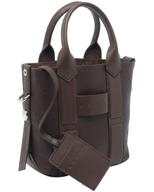 Hogan Script Small Leather Tote Bag - Brown