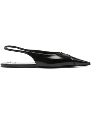 Saint Laurent Babylone Leather Slingback Ballets - Black