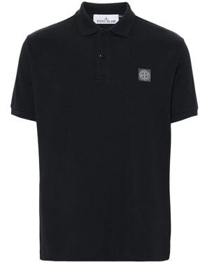 Stone Island Logo Cotton Polo Shirt - Black