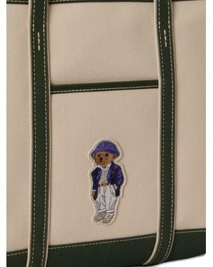 Polo Ralph Lauren Small Canvas Polo Bear Shopper Tote - Natural