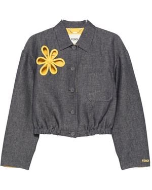 Fendi Embroidered Denim Jacket - Blue