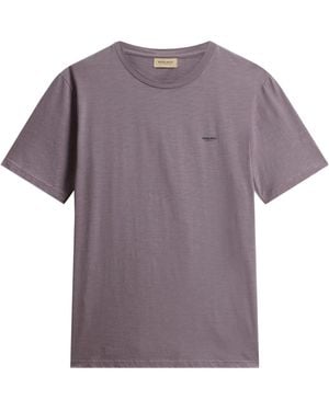 Woolrich Cotton Logo Print Short Sleeve Tee - Purple