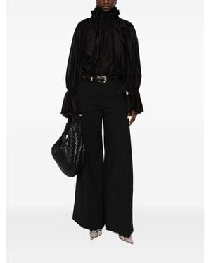 THE LATEST Wool Blend Flared Trousers - Black