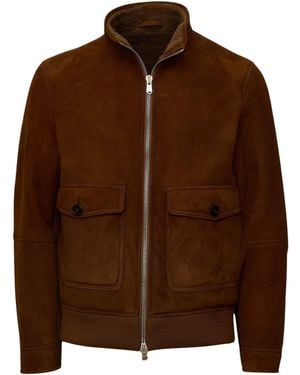 Dondup Stand-Collar Shearling Jacket - Brown