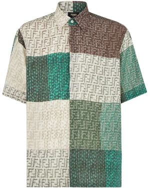 Fendi Camicia Ff Patch - Verde