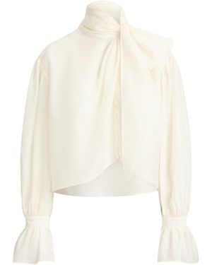 Polo Ralph Lauren Tie-Bow Organdy Shirt - White