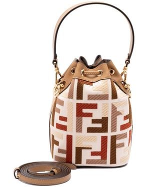 Fendi Mon Tresor Mini Embroidered Bucket Bag - Pink