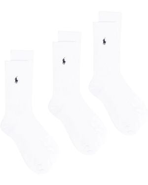 Polo Ralph Lauren Set Di 3 Calze Con Logo - Bianco