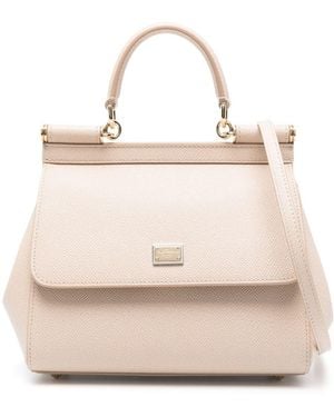 Dolce & Gabbana Mini Front Flap Bag With Double Magnet Closure - Natural