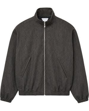 Bottega Veneta Pinstriped Wool Bomber Jacket - Black
