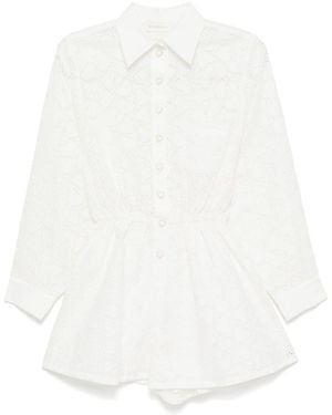Zimmermann Tuta Corta Con Ricamo - Bianco