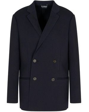 Emporio Armani Single-Breasted Blazer Jacket - Blue