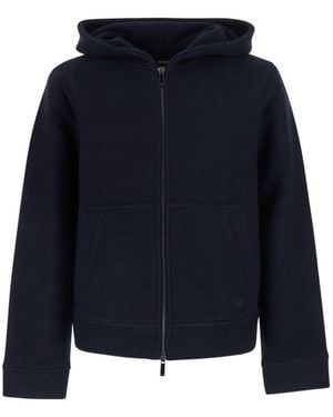 Emporio Armani Wool Blend Blouson Jacket - Blue