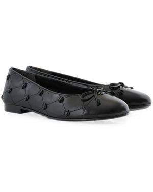 Tory Burch Bunny Knot Leather Ballet Flats - Black