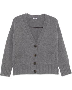 Base London Wool V-Necked Cardigan - Grey