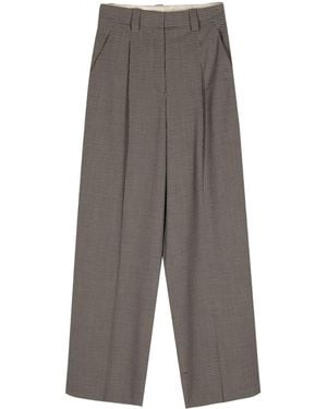Alysi Wool Blend Wide-Leg Trousers - Grey