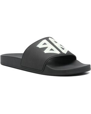 Balenciaga Logo Pool Slides - Black